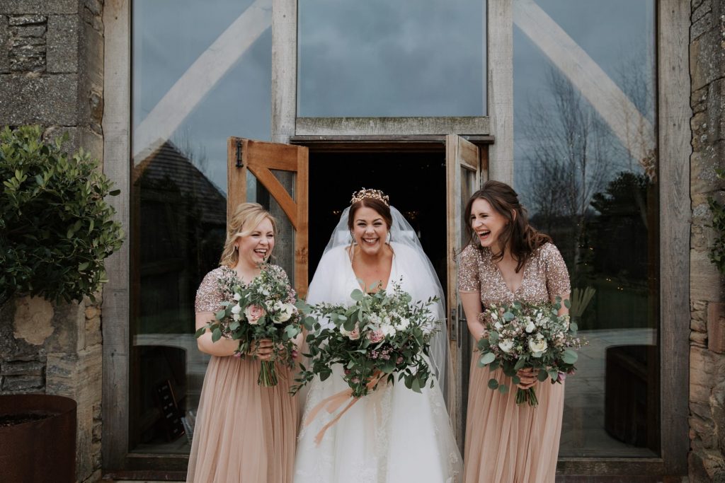 laughing bridesmaids