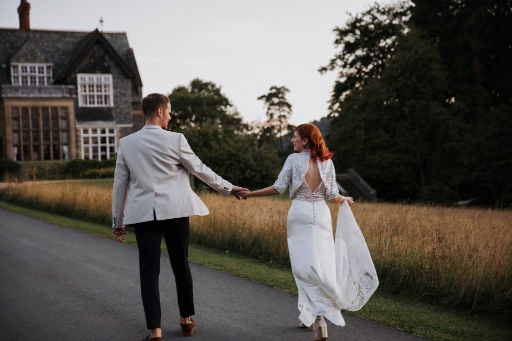 sunset wedding couple