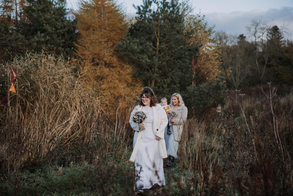 bride walking to groom