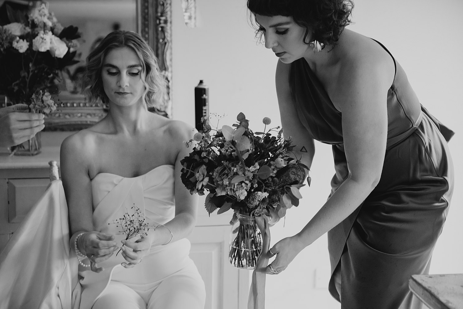 bride and flowers