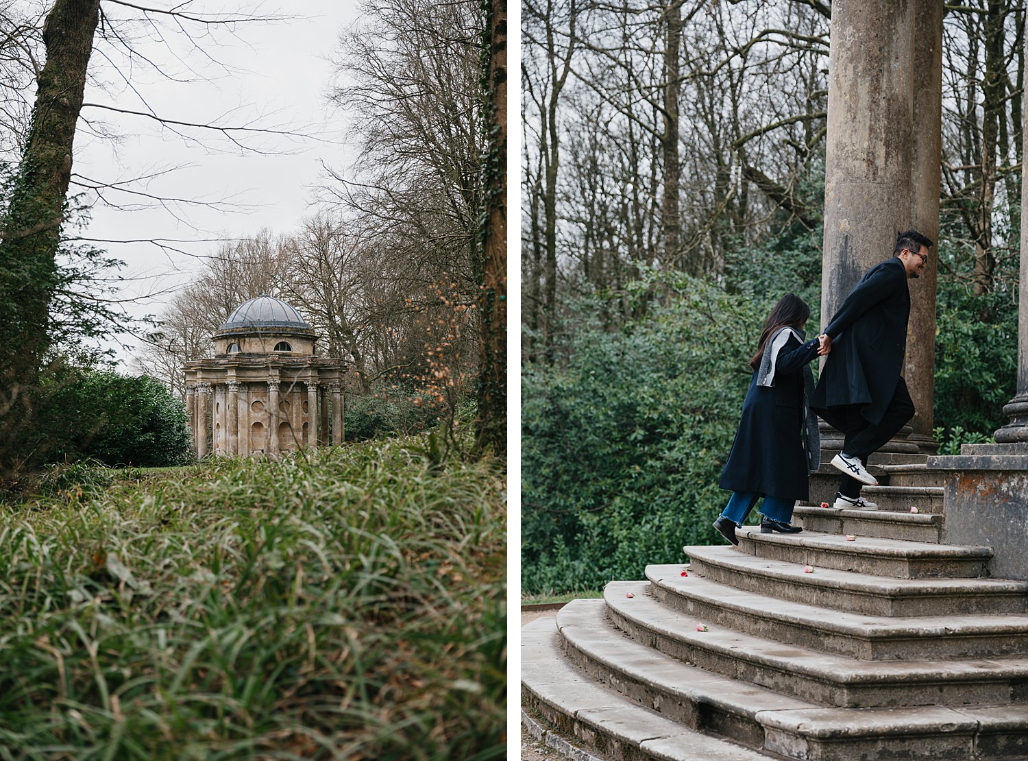 Surprise proposal photography at Stourhead