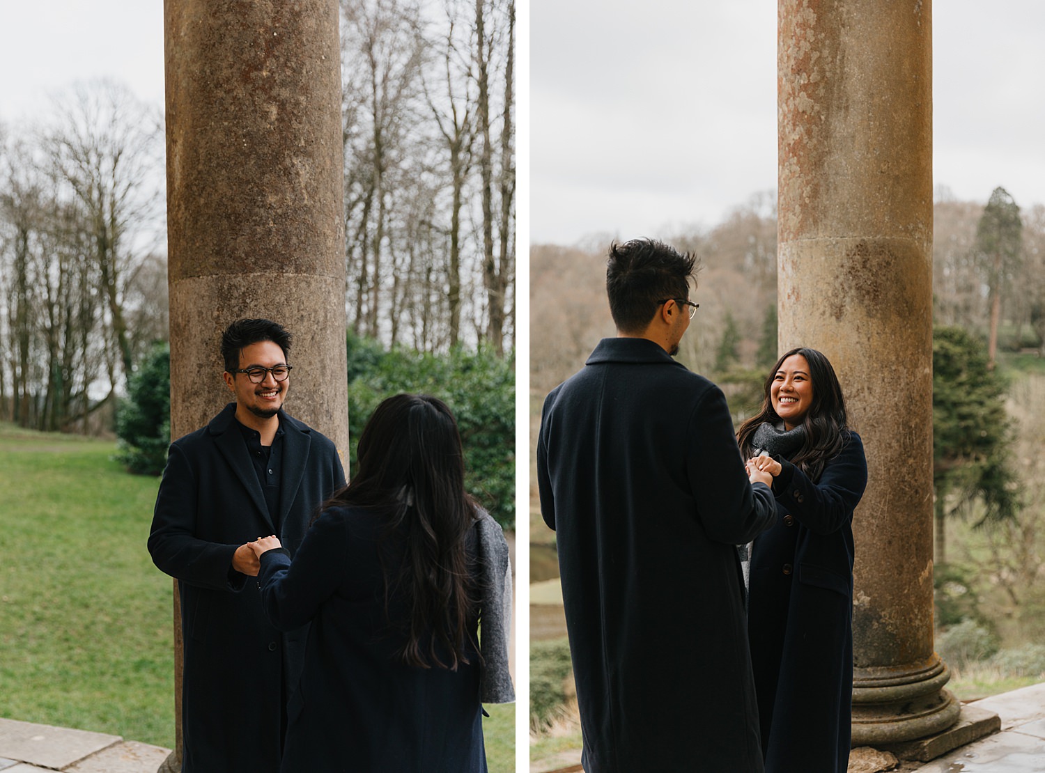 Surprise proposal photography at Stourhead