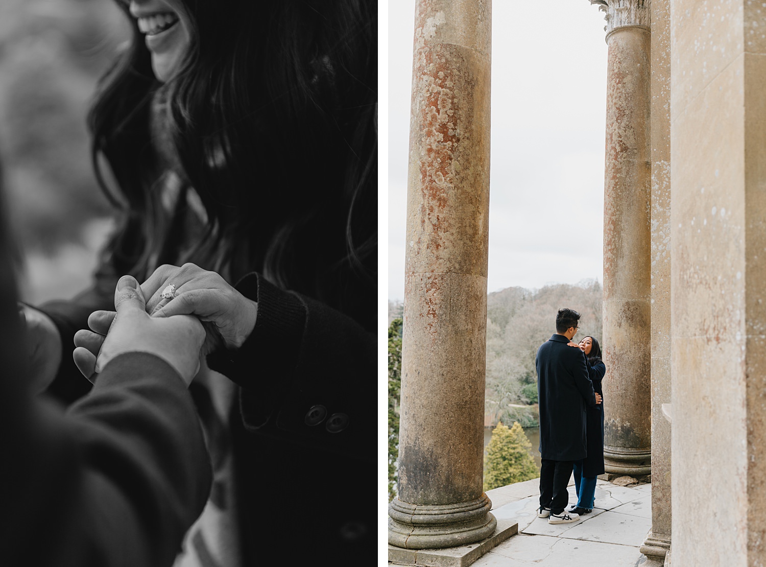 Surprise proposal photography at Stourhead