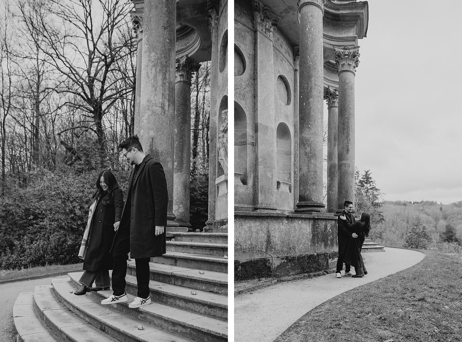 Surprise proposal photography at Stourhead