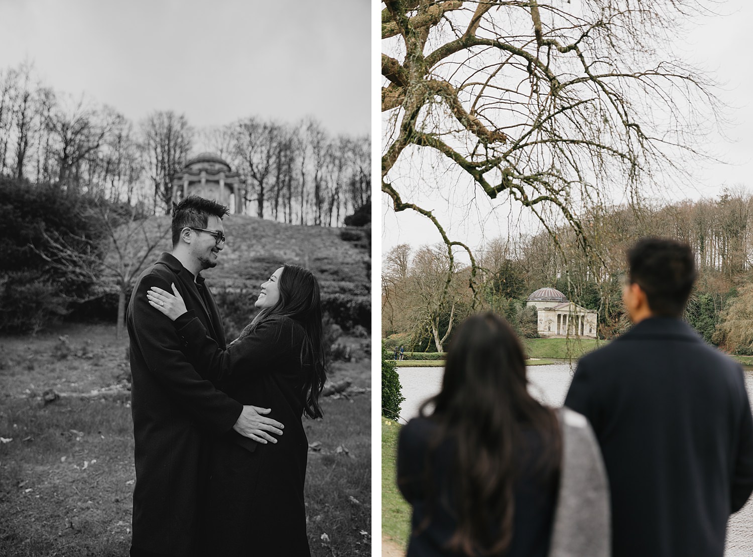 Surprise proposal photography at Stourhead
