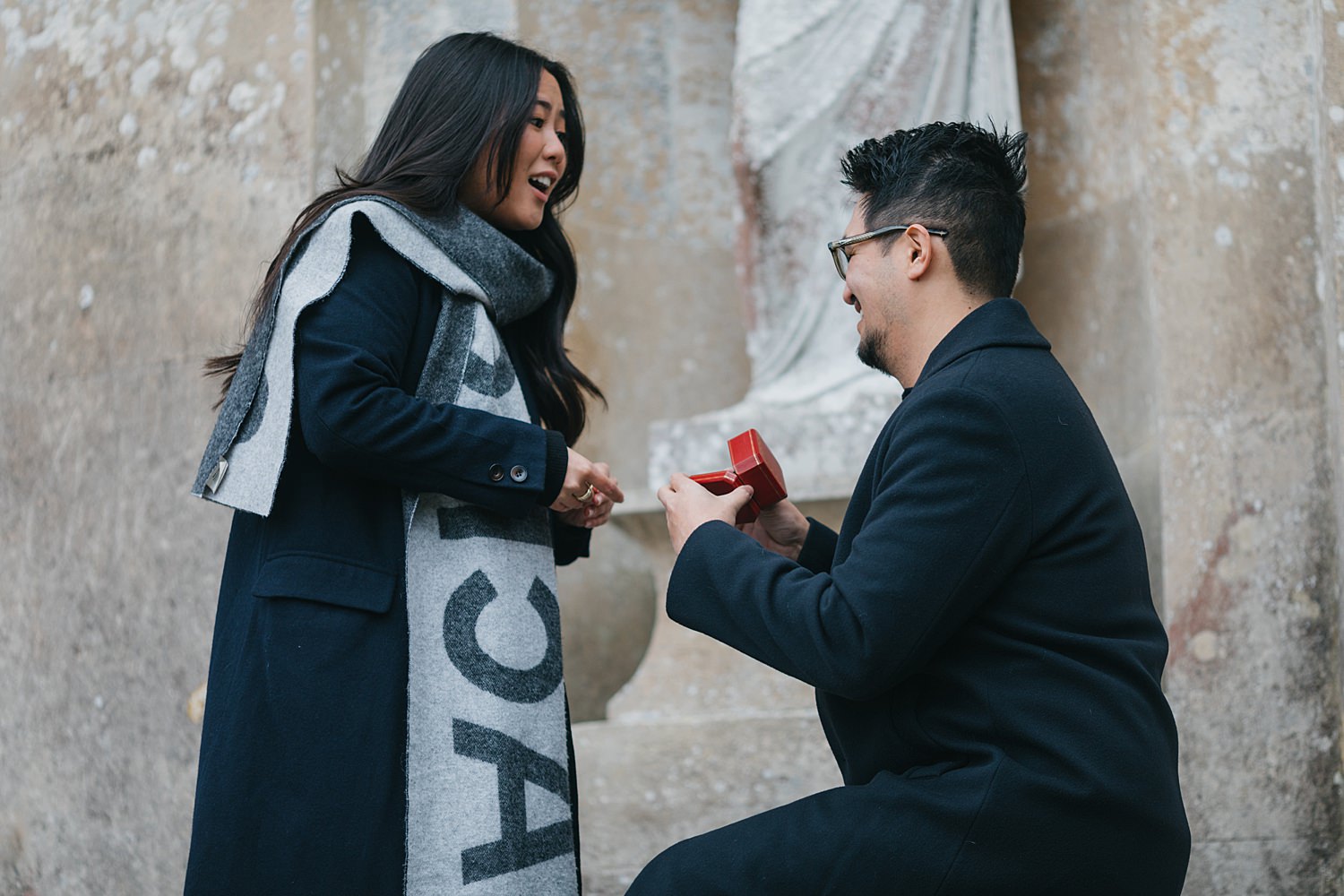 Surprise proposal photography at Stourhead