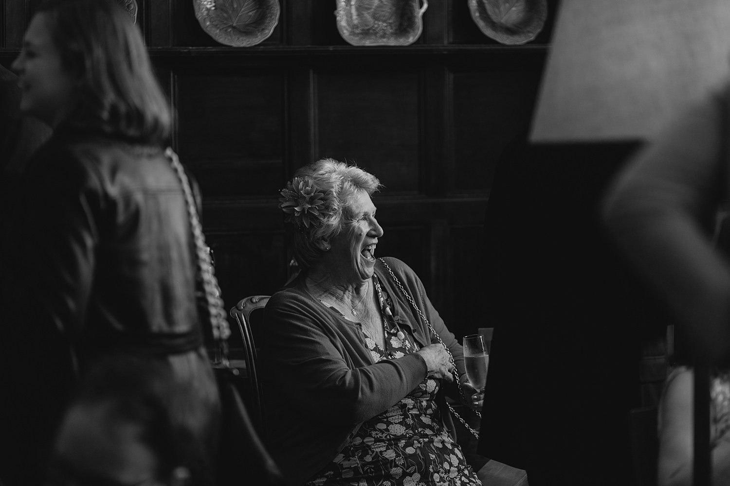 laughing wedding guest