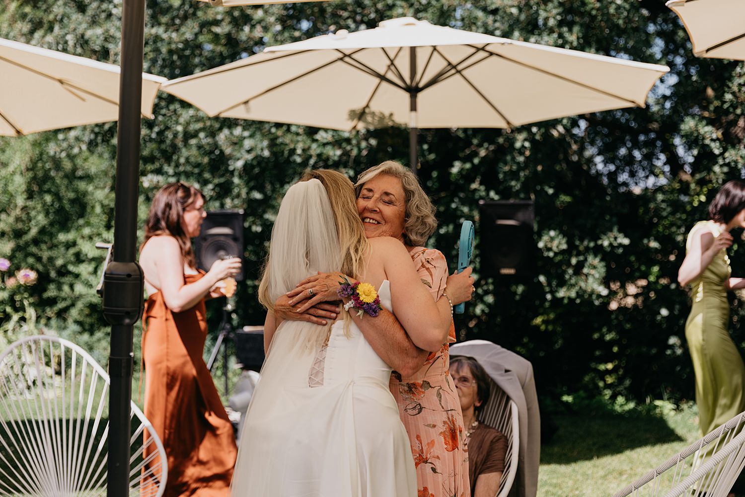 hugging bride