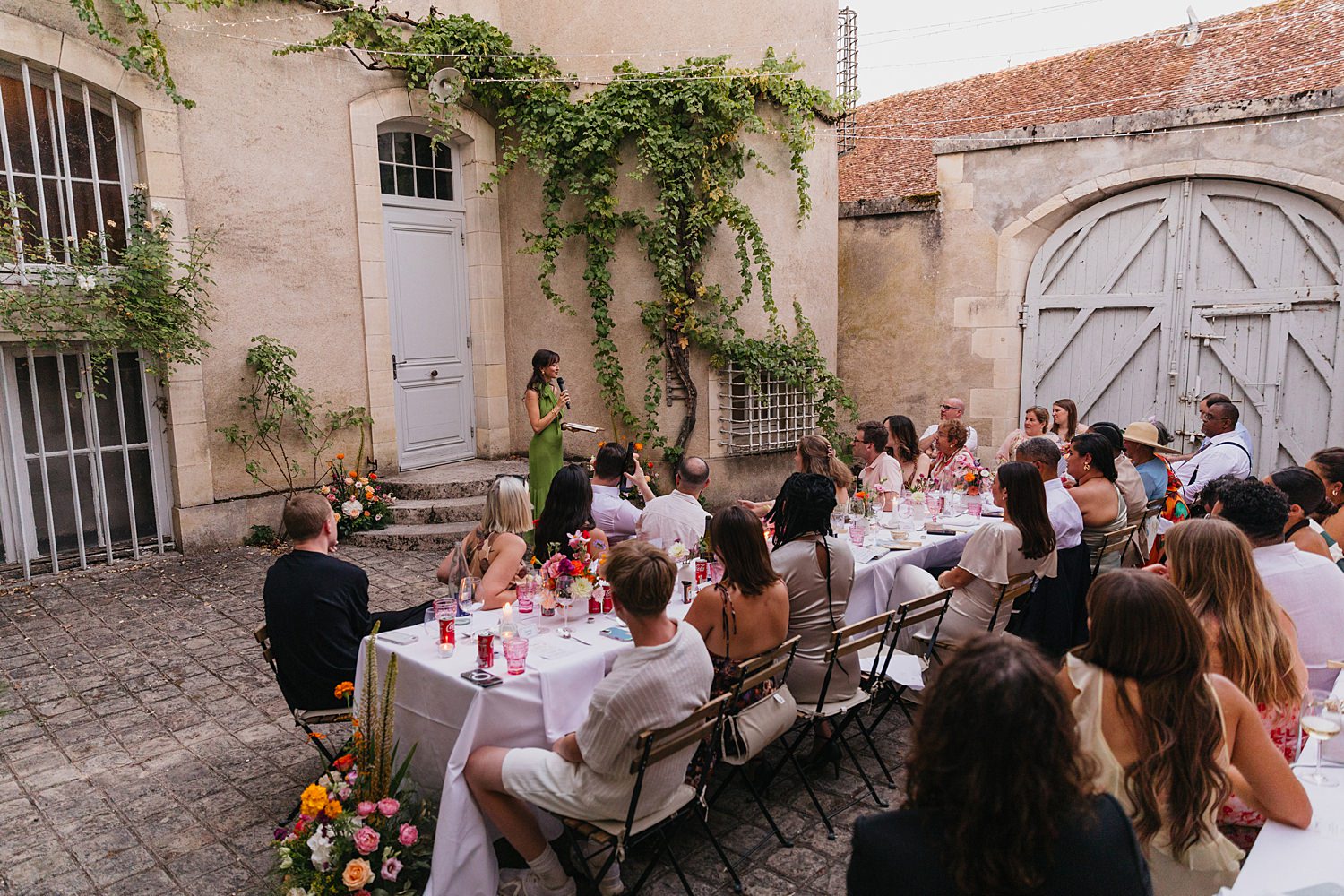 Romantic candlelit reception at Château de Thauvenay wedding