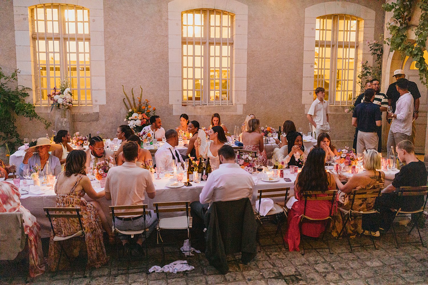 Romantic candlelit reception at Château de Thauvenay wedding