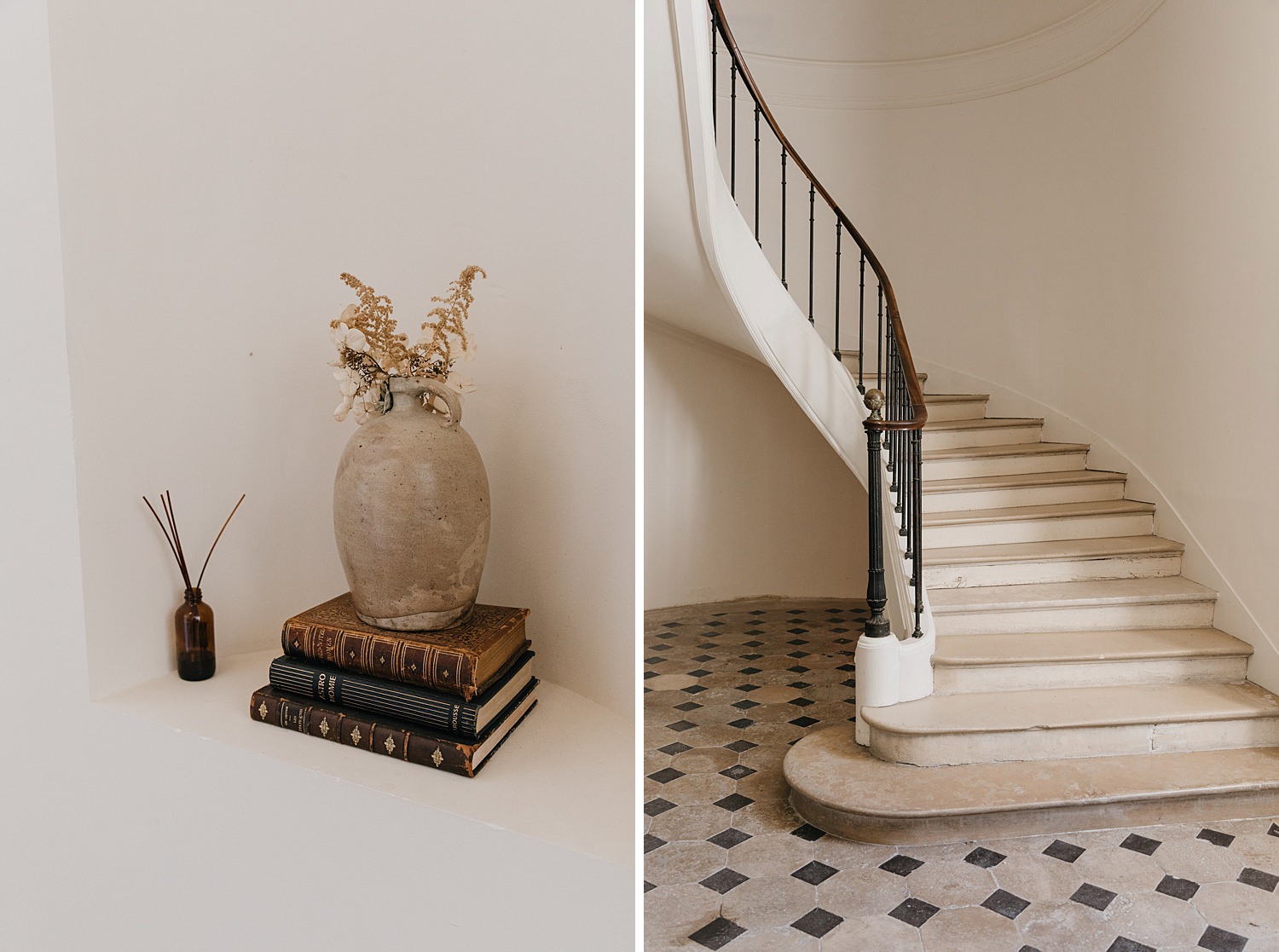 Indoor staircase at Château de Thauvenay wedding in Sancerre France