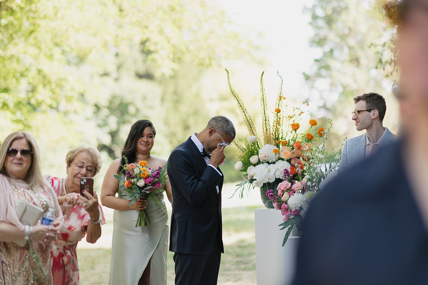 Outdoor ceremony at Château de Thauvenay wedding in Sancerre France