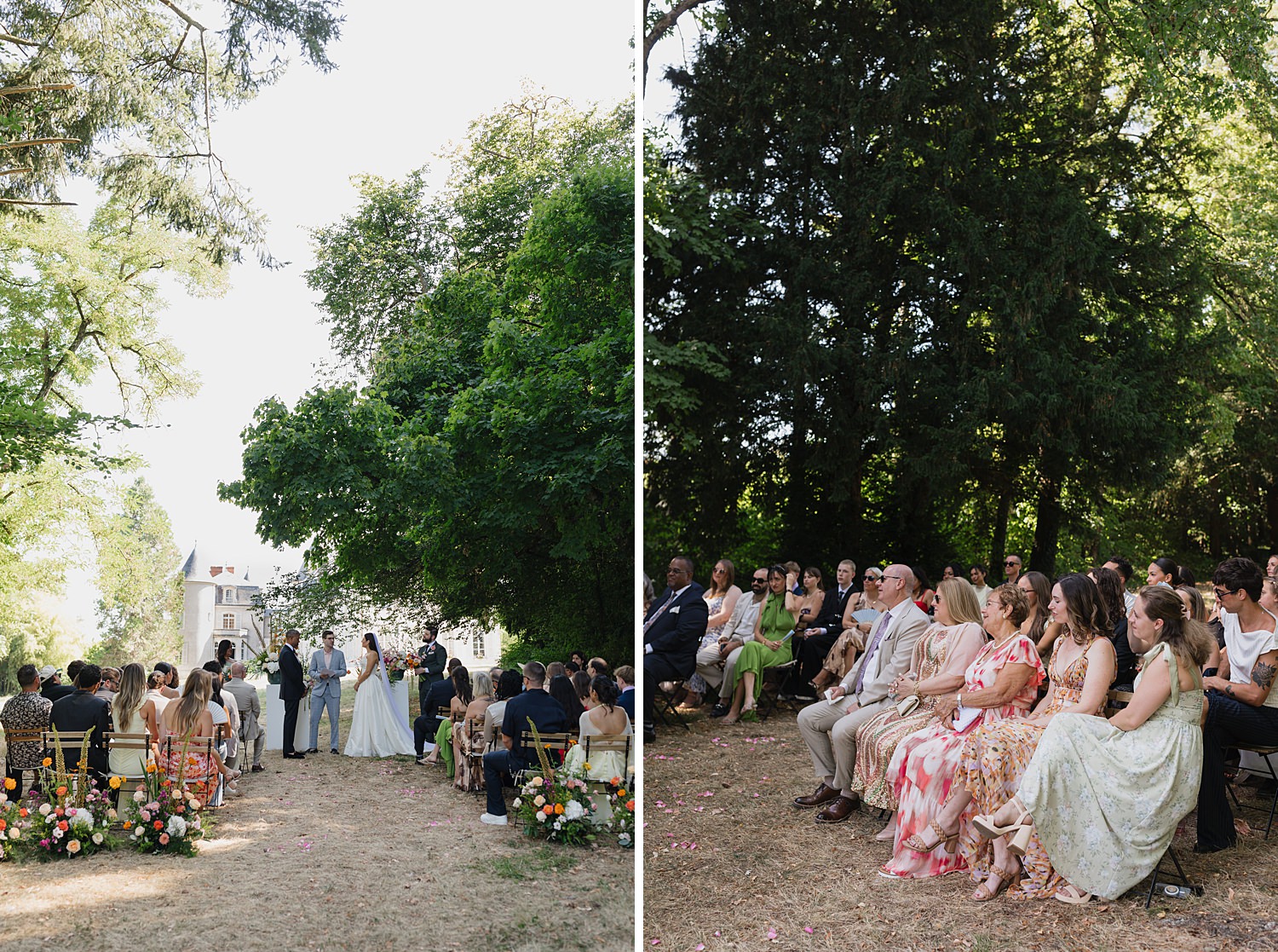 Outdoor ceremony at Château de Thauvenay wedding in Sancerre France