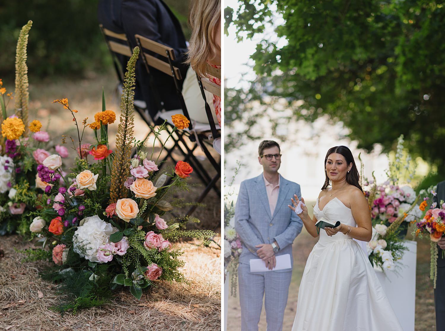 Outdoor ceremony at Château de Thauvenay wedding in Sancerre France