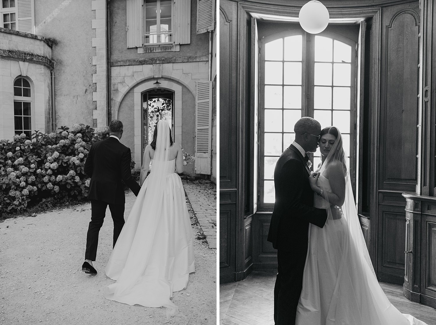 Romantic couple photos in Château de Thauvenay wedding