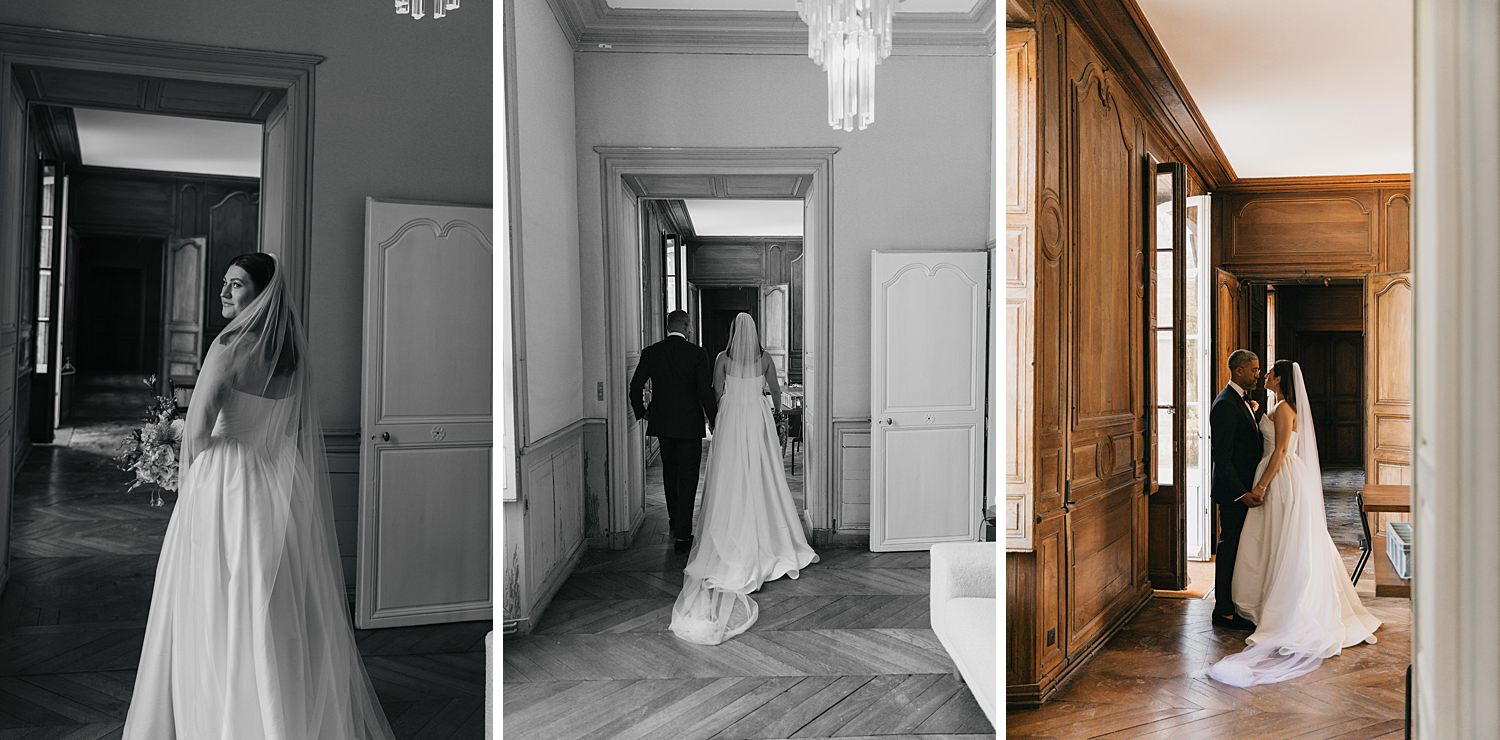 Romantic couple photos in Château de Thauvenay wedding