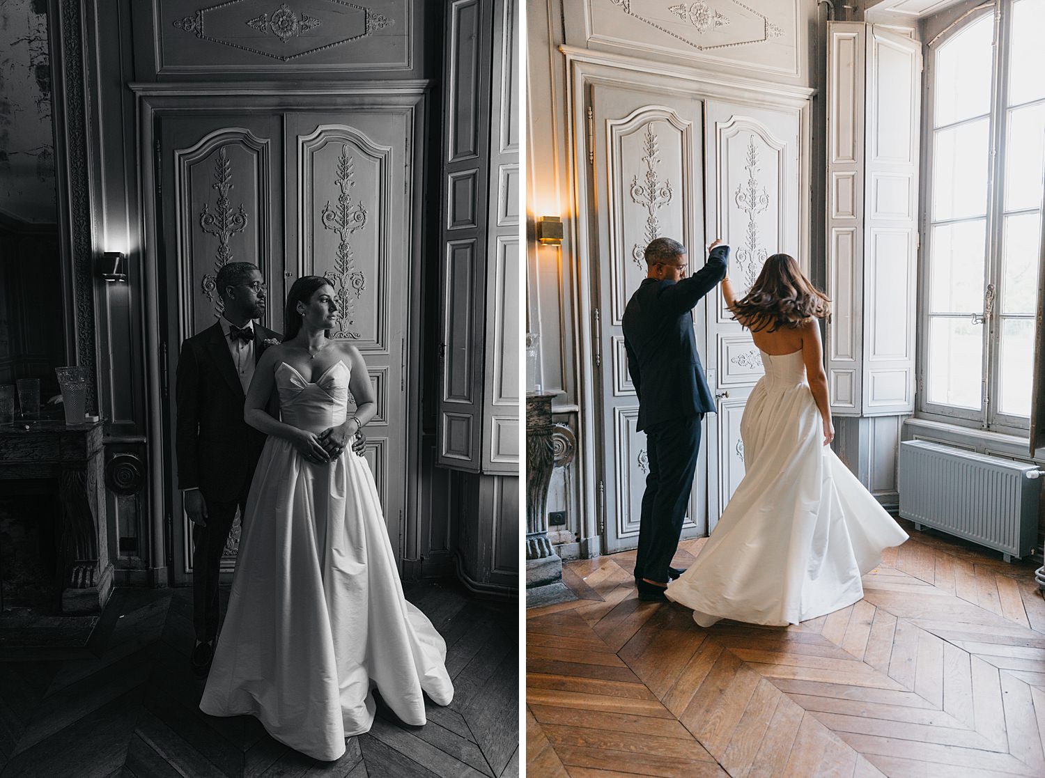 Romantic couple photos in Château de Thauvenay wedding