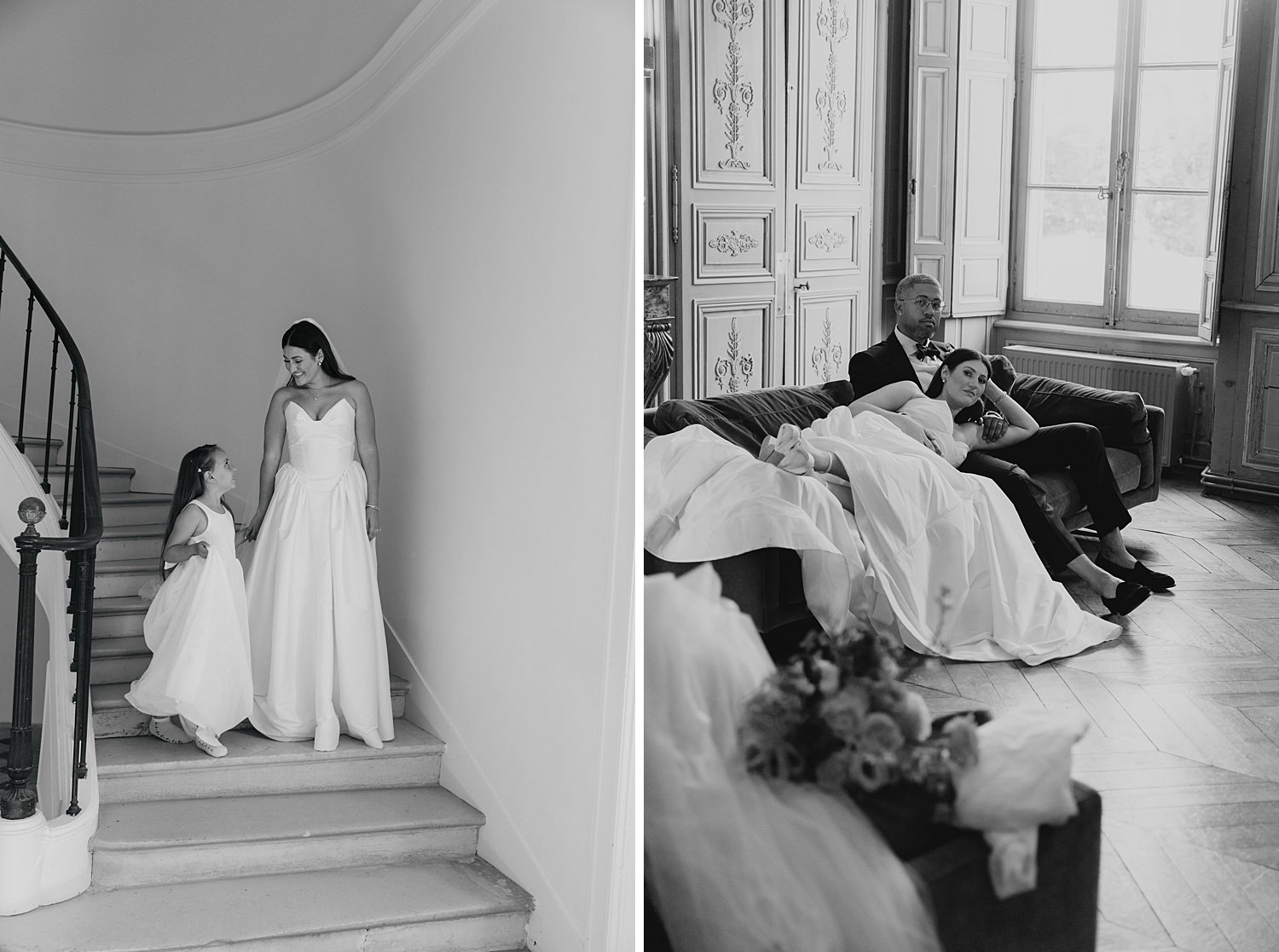 Romantic couple photos in Château de Thauvenay wedding