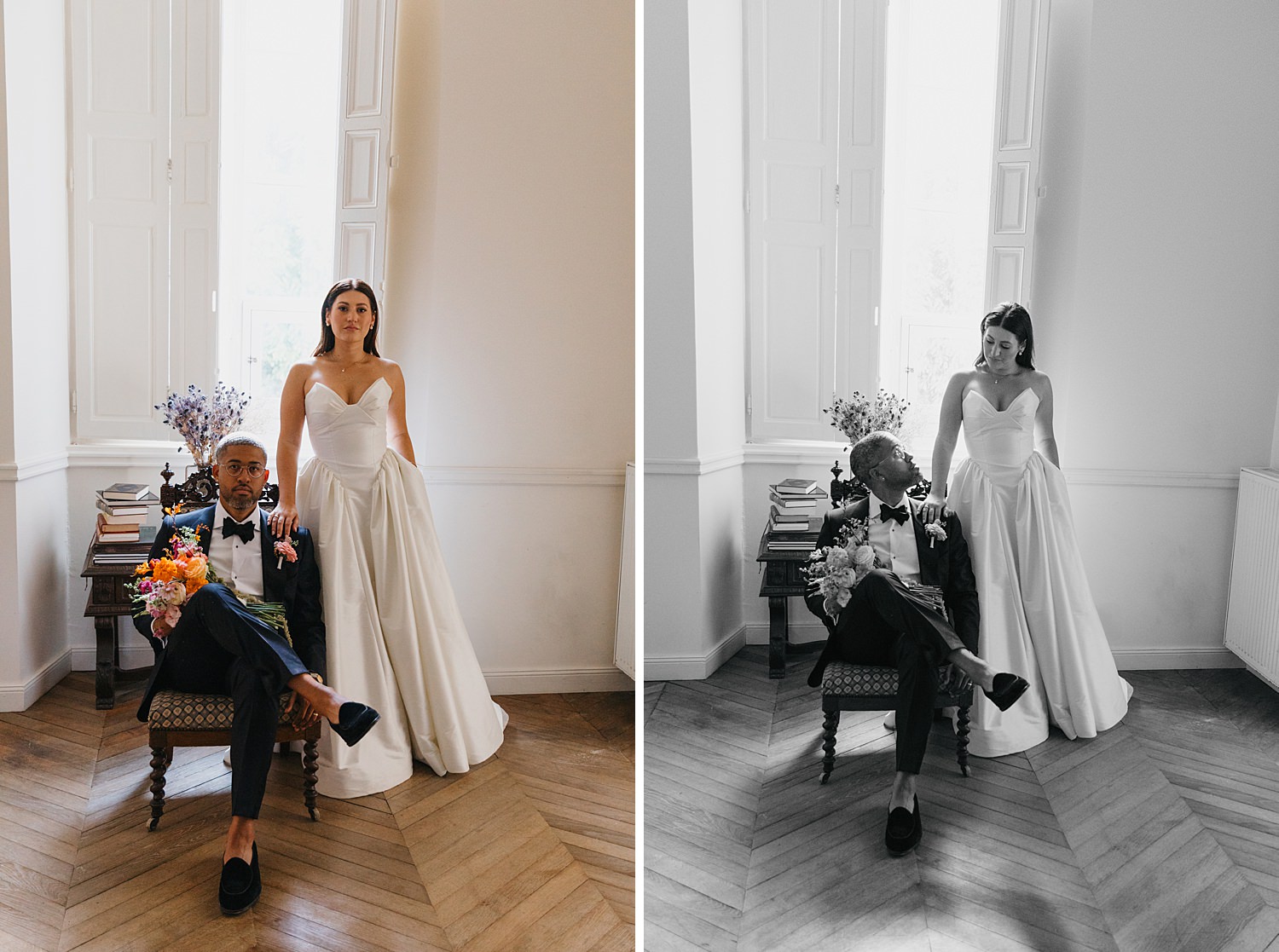 Romantic couple photos in Château de Thauvenay wedding