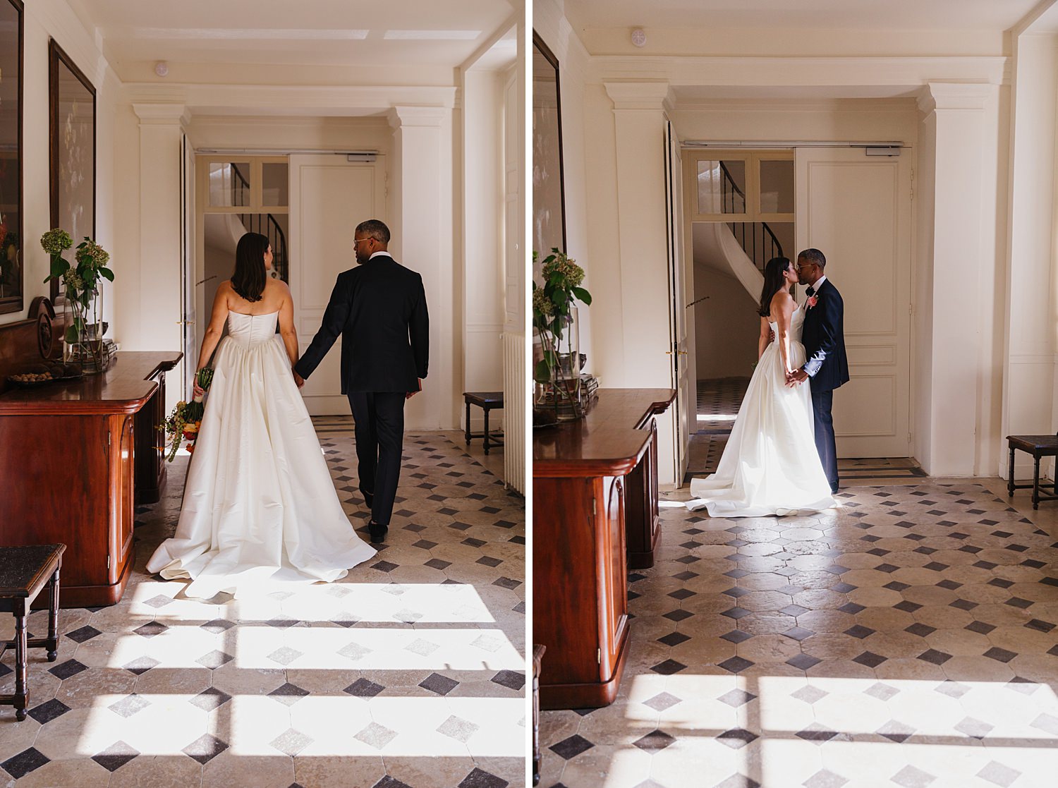 Romantic couple photos in Château de Thauvenay wedding